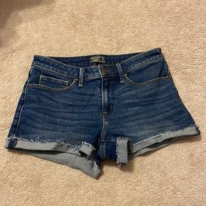 Dark wash denim shorts